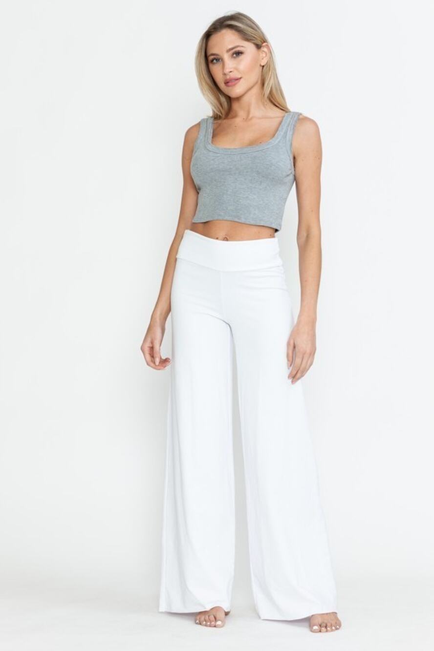 Chatoyant Mineral Washed Wide Leg Stretch Pants White Large